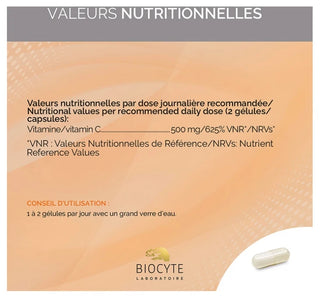 Biocyte Vitamine C Liposomale - Énergie - 30 Gélules