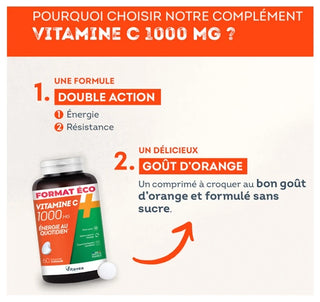 Vitavea Vitamine C 1000 mg - Énergie au Quotidien - Format Éco - 60 Comprimés