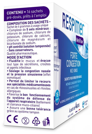 Respimer Netiflow - Recharges 16 Sachets Pour Irrigation Nasale