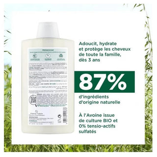 Klorane Avoine Shampoing Extra-Doux au Lait d'Avoine - Usage Fréquent - Tous Types de Cheveux Dès 3 Ans 400 ml
