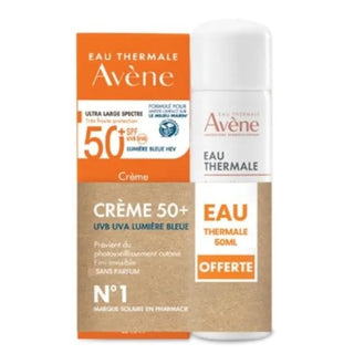 Avène - Crème Solaire Fini Invisible SPF50+ Sans Parfum Visage 50ml + Eau Thermale 50ml Offerte