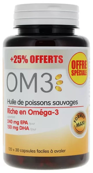 Om3 Huile de Poissons Sauvages 120 Capsules + 30 Offertes