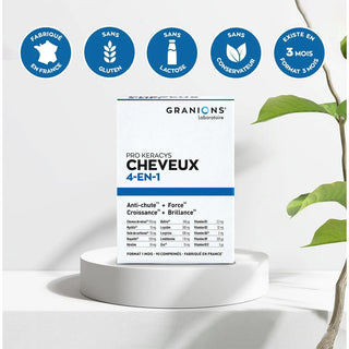 GRANIONS® Pro Keracys Cheveux 4 en 1 - 1 Mois - 90 comprimés