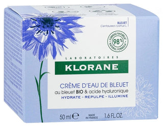 Klorane Bleuet Crème d'Eau au Bleuet Bio et Acide Hyaluronique - Visage et Yeux 50 ml