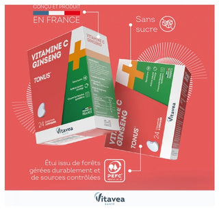 Vitavea Vitamine C + Ginseng Tonus 24 comprimés à croquer