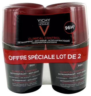 Vichy Homme Lot*2 Détranspirant Anti-Odeur 96H - Roll-On 50 ml