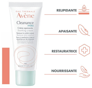 Avène Cleanance Eau Thermale - - Hydra Crème Apaisante - Peaux Desséchées et Irritées Par Traitements 40 ml