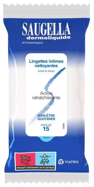 Saugella Dermoliquide Lingettes Intimes 15 Lingettes