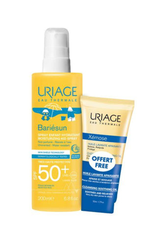 Uriage solaire bariésun spray enfant hydratant spf 50+ 200ml + huile lavante xémose 50ml offert