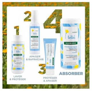 Klorane Calendula Bébé - Poudre de Toilette Protectrice au Apaisant - Peau Normale 100 g