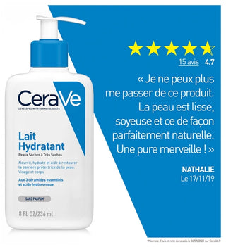 Cerave Lait Hydratant Visage et Corps Pour Les Peaux Sèches à Trèsèches 236 ml