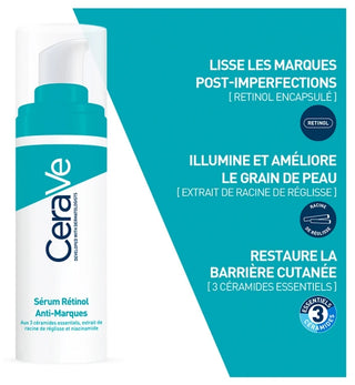 Cerave Acné Sérum Rétinol Anti-Marques 30 ml Enrichi au Rétinol Encapsulé et Aux 3 Céramides Essentiels Pour Peaux à Imperfections Avec Des Marques Post-(Hyperpigmentation Post Inflammatoire ou Pih)