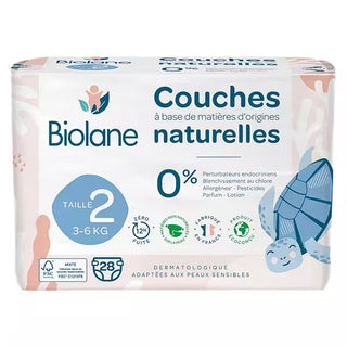 Biolane Couches Naturelles Bébé – Taille 2 (3 – 6 kg) – 28 unités