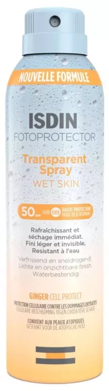 Isdin Fotoprotector Transparent Wet Skin Spray Crème Solaire Corps Spf50 250 ml