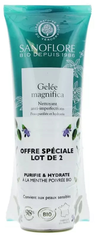 Sanoflore Magnifica Gelée Nettoyant Anti-Imperfections Purifiant Hydratant Bio Lot 2 x 120 ml