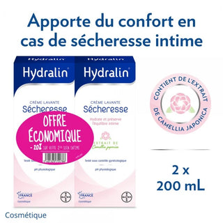 Hydralin Sécheresse Soin d'hygiène intime 2 x 200 ml