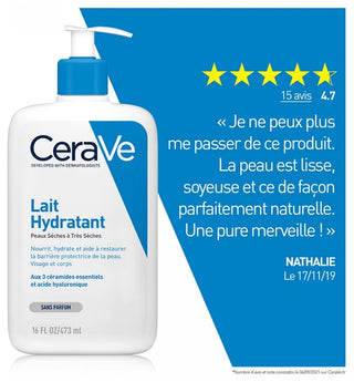 Cerave Lait Hydratant Visage et Corps Pour Les Peaux Sèches à Trèsèches 473 ml