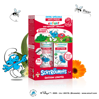 Puressentiel Coffert Les Schtroumpfs anti moustiques Duo Répulsif + Apaisant Enfant