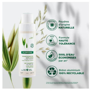 Klorane Avoine Shampoing Sec En Poudre Extra-Doux au Lait d'Avoine - Sans Gaz - Tous Types de Cheveux