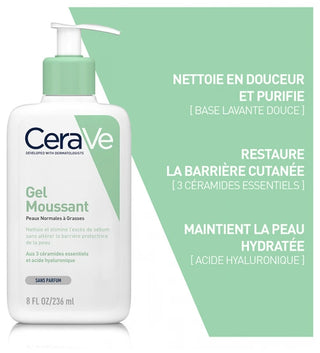 Cerave Gel Moussant Visage Pour Les Peaux Normales à Grasses 236 ml