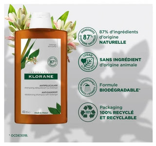 Klorane Galanga — Shampoing Rééquilibrant Antipelliculaire au — Pellicules Libres 400 ml
