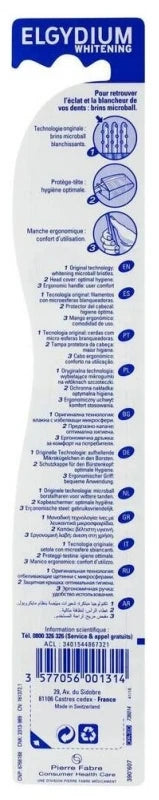 Elgydium Brosse à Dents Blancheur Médium - Couleur : Bleu