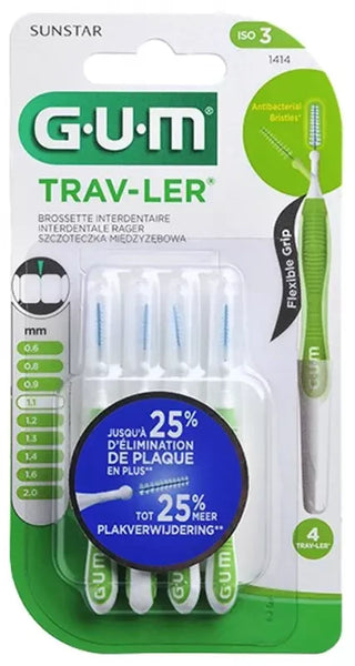 GUM 4 Brossettes Interdentaire Trav-Ler - Taille : 1414 : 1,1 mm