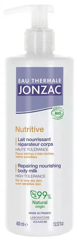 Eau thermale Jonzac Nutritive Lait Nourrissant Réparateur Corps Peaux Sèches à Très Sèches 400 ml