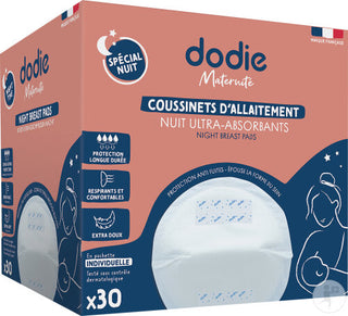 Dodie Coussinets d'Allaitement Nuit - en Pochette Individuelle - Boîte de 30