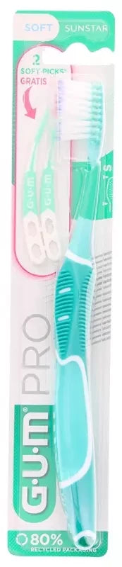 GUM Brosse à Dents Pro Souple 525 - Couleur : Vert