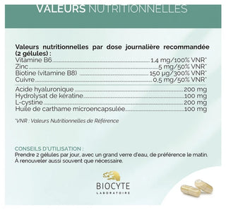 Biocyte Kératine HA 300 mg Beauté 60 Gélules