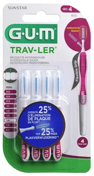 GUM 4 Brossettes Interdentaire Trav-Ler - Taille : 1612 : 1,4 mm