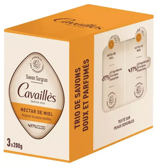 Cavaillès Savon Surgras Nectar de Miel Peaux Sensibles 3 x 200 gr