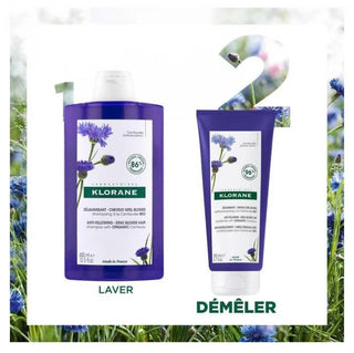 Klorane Centaurée Après-Shampoing Déjaunissant à la Centaurée Bio - Cheveux Gris Blancs Blonds 200 ml