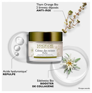Sanoflore Reines Crème Des Riche Soin Nourrissant Régénération Éclat Certifié Bio 50 ml