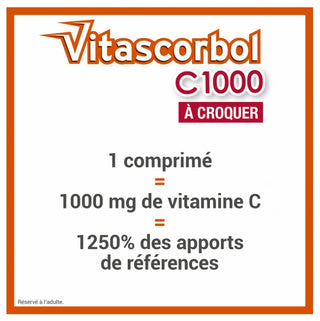 Vitascorbol C1000 à Croquer - Complément Alimentaire Vitamine C - 20 Comprimés