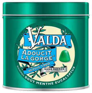 Valda Gommes Sans Sucres Adoucit la Gorge Goût Menthe Eucalyptus 140 g