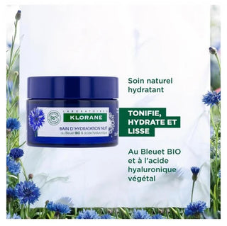 Klorane Bleuet Bain d'Hydratation Nuit au Bleuet Bio et Acide Hyaluronique - Visage et Yeux 50 ml