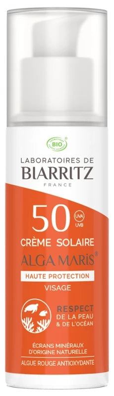 Laboratoires de Biarritz Alga Maris Crème Solaire Visage Fluide SPF50 Bio 50 ml
