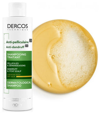 Vichy Dercos Shampoing Traitant Antipelliculaire Cheveux Secs Cuir Chevelu Sensible 200 ml