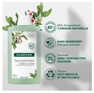 Klorane Shampoing Gainant à l'Amande Tous Types de Cheveux 400 ml