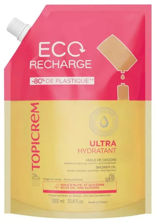 Topicrem Ultra-Hydratant Huile de Douche Peaux Sensibles et Sèches Éco-Recharge 1 Litre