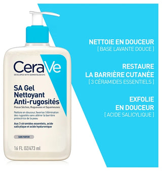 Cerave sa Anti-Rugosités Gel Nettoyant Pour Les Peaux Sèches et Rugueuses 473 ml