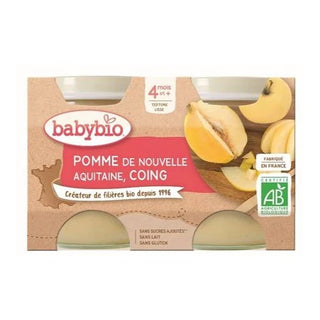 BABYBIO PETITS POTS FRUITS + 4 Mois Pomme Coing - 2x130g