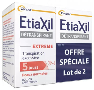 Etiaxil Détranspirant Extrême Aisselles Peaux Normales Transpiration Excessive Roll-On 2 x 15 ml