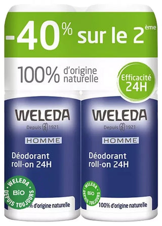 Weleda Duo Déodorant Roll-On 24H Homme - 2 X 50 ml