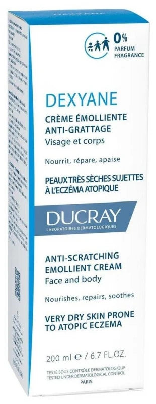 Ducray Dexyane Crème Émolliente Anti-Grattage Peaux Trèsèches et à Tendance Atopique 200 ml