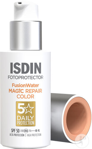ISDIN Fusion Water Magic Repair Color SPF50 – Soin solaire visage teinté anti-âge 50 ml