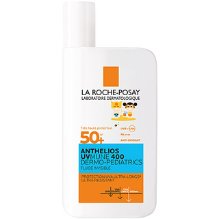 La Roche-Posay Anthelios Dermo-Pediatrics Fluide SPF50+ 50 ml, protection solaire enfant très haute protection UVA/UVB pour peaux sensibles et atopiques.