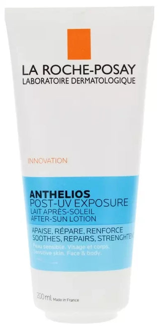 La Roche-Posay Anthelios Post-UV Exposure Lait Après-Soleil, soin réparateur apaisant pour peau sensible après exposition solaire visage et corps.